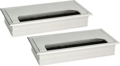 Immagine prodotto di KOTARBAU® Set di 2 passacavi in alluminio 160x80mm per mobili Uscita cavo argento Angolare anodizzato