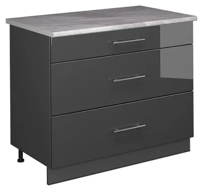 Productafbeelding van Keukenonderkast Vicco Fame-Line Antraciet Hoogglans/Antraciet 100 cm, WB Marmer, Model 62011