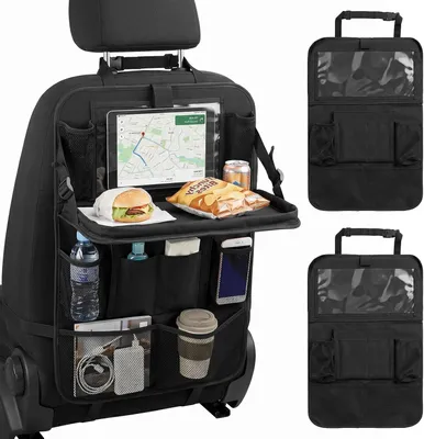 Produktbild von Autositz-Organizer 2 Stück, mit Klapptisch und Tablet-Halterung, für Kinder
