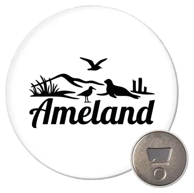 Produktbild von Huuraa Magnet Ameland Niederlande 59mm Kühlschrankmagnet rund Flaschenöffner Geschenkidee
