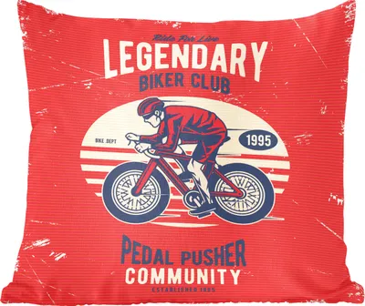 Produktbild von MuchoWow® Zierkissen Sofakissen Wohnzimmer Dekokissen 40x40 cm Radfahrer - Fahrrad - Vintage - Foto Kissen - Schlafzimmer Dekoration