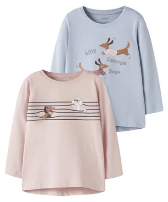 Produktbild von NAME IT Nmfvix Langarm T-Shirt für Kleinkinder, Rundhals-Ausschnitt, 2er-Pack