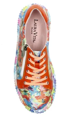 Image de Baskets à plateforme pour femme Laura Vita, motif floral et fermeture à glissière, modèle SOLENO 02, pointure : 37 EU, couleur : orange