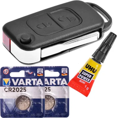 Produktbild von Repair Reparatur Satz Auto Schlüssel Austausch Gehäuse mit 2 Tasten + HU44 Rohling + Batterie kompatibel mit Mercedes Benz W168 R170 W414 W903 Chrysler Crossfire