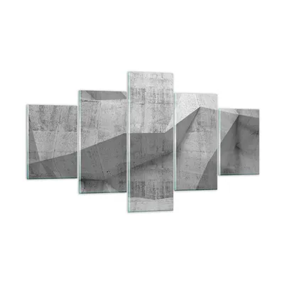 Produktbild von Bilder auf glas - 5 Teile - Beton Wand Grau - 125x70cm - Glasbilder - Wandbilder - Bilder - zum Aufhängen bereit - Wanddekoration aus Glas - Glas Bilder - Wandbild auf Glas - GEA125x70-4183