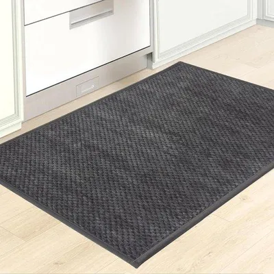 Image de Tapis de cuisine antidérapant lavable 50 x 80 cm, tapis de cuisine en chenille antidérapant avec bordure en caoutchouc, tapis de cuisine, tapis de cuisine imperméable, tapis lavables pour couloir, entrée, salle de bains, gris