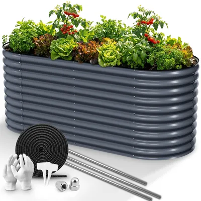 Produktbild von HOFGARTEN 200x80x78cm Hochbeet Metall, Pflanzbeet aus Zn-Al-Mg Stahl (Anthrazit)