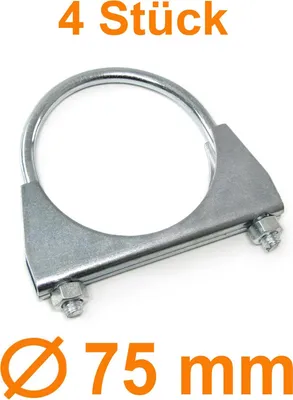 Produktbild von Auspuff U Bügelschelle Rohrschelle universal 3" 75mm M8 Set 4 Stück