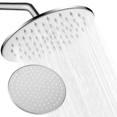 Image de Pommeau de douche pluie, 24 cm, en acier inoxydable 304, argenté, orientable à 360°