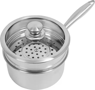 Zdjęcie produktu dla Parowar ze stali nierdzewnej - 2-poziomowy parowar - Pojemność 2 litry - Stal nierdzewna 304, pokrywa ze szkła hartowanego - Nadaje się do indukcji - Dla 3-4 osób - Srebrny