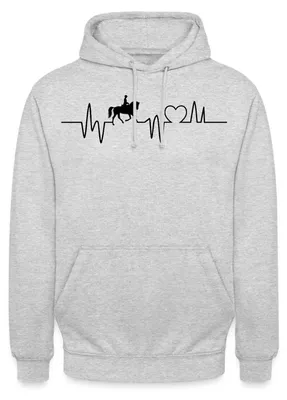 Produktbild von Spreadshirt EKG Linie Mit Pferd | Pferdeliebe Herzschlag Uni Hoodie, 3XL, Hellgrau meliert