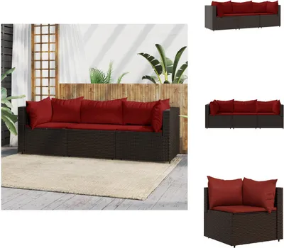 Produktbild von vidaXL 3-tlg. Garten-Lounge-Set mit Kissen Braun Poly Rattan - Gartensofas