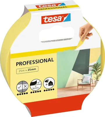 Image de Tesa Ruban crêpe 25m x 25mm Preci.indoor jaune 56270