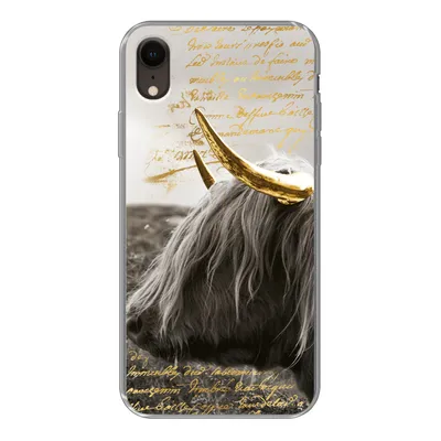 Produktbild von MuchoWow® Handyhülle Schutzhülle Hülle für iPhone XR Schottischer Highlander - Gold - Hoorn Silikon Softcase Handy Hülle - Schutzdeckel