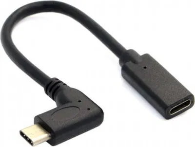 Produktbild von System-S USB 3.1 Type C (female) zu USB 3.1 Type C (male) 90° rechts gewinkelt Kabel Verlängerung 20 cm