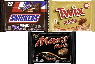 Produktbild von Schokoriegel Minis Mix 681g I Snickers 227g, Twix 227g & Mars 227g