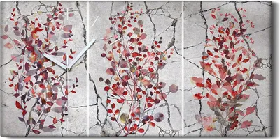 Produktbild von Wanduhr Bürouhr Leinwand Bild 60x30 Malerei Abstrakte Blätter Zweige Kunst - weiße Hände