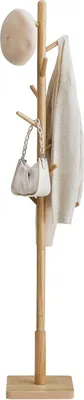 Immagine prodotto di Appendiabiti, appendiabiti in legno massiccio, albero appendiabiti autoportante con 8 ganci per cappotti, cappelli e tessuti