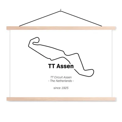 Produktbild von MuchoWow® Textilposter TT Assen - Rundkurs - Niederlande 120x80 cm mit holzfarbenen Rahmen - Aufhängeset
