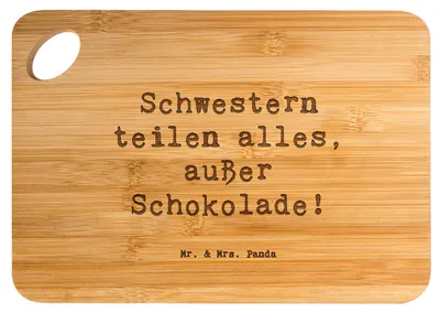 Produktbild von Mr. & Mrs. Panda Frühstücksbrettchen Spruch Schwestern Liebe - Transparent - Geschenk, Humor, Schwester, Geschwisterliebe, Holzbrettchen, Brett, Familiengeschenk, Familie