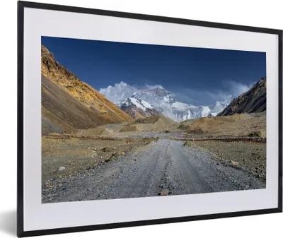 Produktbild von MuchoWow® MuchoWow® Gerahmtes Poster Blick auf den Mount Everest in Tibet 60x40 cm - Poster mit zchwarzem Bilderrahmen - Schlafzimmer - Plakat in Rahmen - Drucken