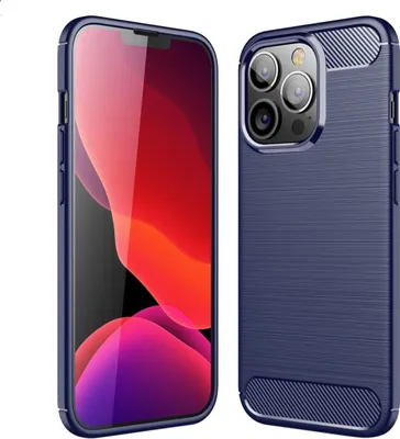 Produktbild von Apple iPhone 13 Pro TPU Case Carbon Fiber Optik Brushed Schutz Hülle Blau