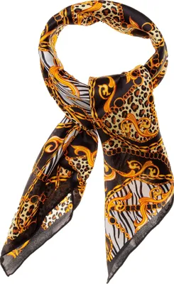 Produktbild von TINITEX Seidentuch Halstuch schwarz gold Safari-Ornamente Seide 68x68 cm