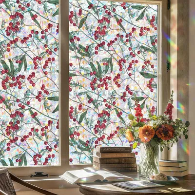 Obrázok produktu pre Samolepiaca fólia na okná, zatemňovacia, 44x200 cm, motív: zimné bobule