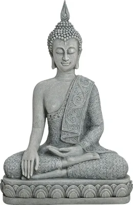 Produktbild von XL Buddha Figur in Grau 39 cm groß Feng Shui