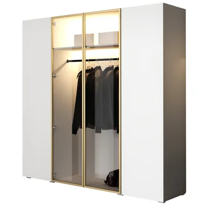 Produktbild von Kleiderschrank Schlafzimmerschrank ACAT 200 weiß / golden
