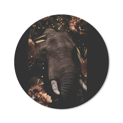 Produktbild von MuchoWow® Mauspad Mousepad Elefant - Tiere - Blumen - Licht 50x50 cm - Mousepads - Maus Mat - Pad - Mausunterlage - Vinyl