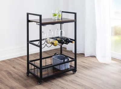 Produktbild von Servierwagen auf Rollen, ca. 60 x 34 x 90 cm - Braun