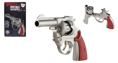 Immagine prodotto di Revolver/Pistola a capsule, 8 colpi, metallo, 18 cm, su cartoncino