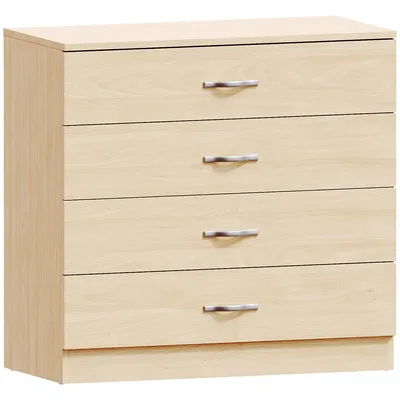 Image de Commode 4 tiroirs Riano – Meuble rangement chambre bois pin et métal à assembler