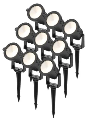 Produktbild von hoftronic LED Gartenstrahler 4,9W 425lm 3000K IP65 Schwarz Set 9 Stück
