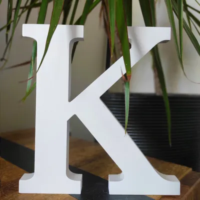 Produktbild von Holzbuchstabe weiß, ca. 20 cm, 1,8 cm Dicke, Buchstabe K