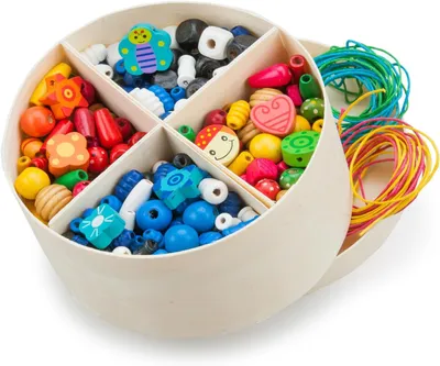 Productafbeelding van Classic Toys Houten Kralen In Box 260 Gr
