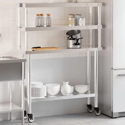 Produktbild von Küchen-Arbeitstisch mit Aufsatzboard 110x30x150 cm Edelstahl,Wirtschaft & Industrie,Gastronomie,16.4 KG,3208905