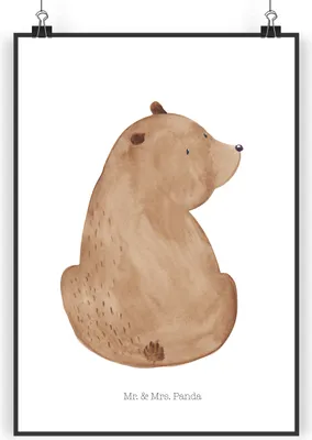 Produktbild von Mr. & Mrs. Panda Bild Bär Schulterblick DIN A3 - Weiß - Geschenk, Weltansicht, Motivation, Teddy, drucke, Weisheit, Deko, Bären, Wandbild, Wanddekoration, Selbstachtung