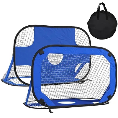 Produktbild von Fußballtore Pop Up 2er-Set Minitore Mobil Tragetasche Faltbar Blau 123x80x80 cm