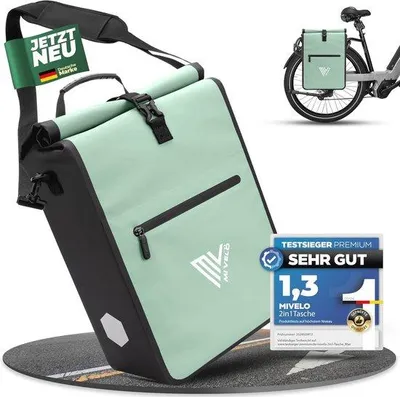 Produktbild von Famanu 2-in-1 Fahrradtasche für Gepäckträger - 100% Wasserdicht und Geräumig (25L)