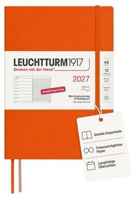 Produktbild von LEUCHTTURM1917 Wochenkalender 2027 Medium (A5) mit Notizbuch - Terminplaner Deut