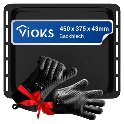 Produktbild von Backblech mit 2 Ofenhandschuhe passend wie Whirlpool 481010657928 für Herd Backofen