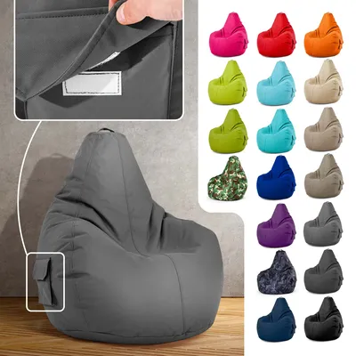 Produktbild von Green Bean® Sitzsack mit Rückenlehne "Cozy" 80x70x90cm - Gaming Chair mit 230L EPS Perlen Füllung - Grau