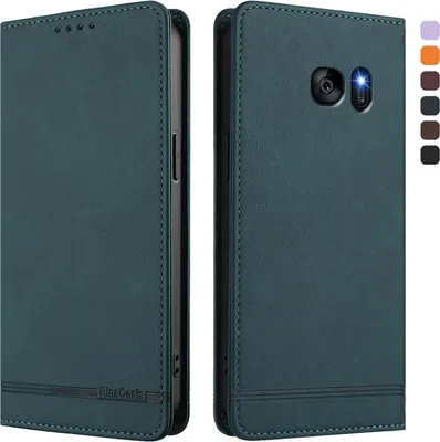 Image de Etui pour Samsung Galaxy S7, étui rétro en cuirPolyuréthaneavec support et fentes pour cartes de crédit Vert