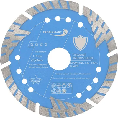 Produktbild von PRODIAMANT Diamanttrennscheibe 115mm mit Schutzsegmenten für universellen