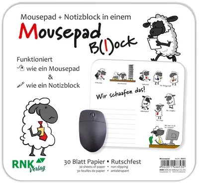 Produktbild von RNK Mousepad Block Wir schaafen das! 240x220mm 30Bl