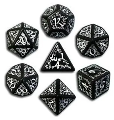 Produktbild von SELV01 - Elvish Würfelset, schwarz & weiß (7)