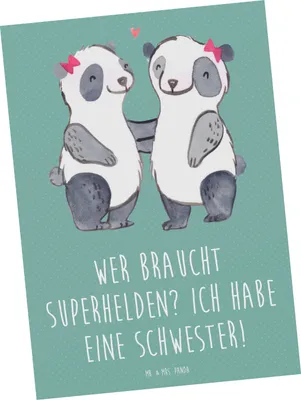 Produktbild von Mr. & Mrs. Panda Postkarte Liebe Schwester - Meeresbrise - Geschenk, Familienmitglieder, Fotokarte, Erinnerungen, Familie, Grußkarte, Ansichtskarten, Verwandte, Freude