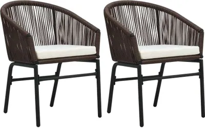 Image de Chaises de jardin 2 pcs. Rotin PE brun